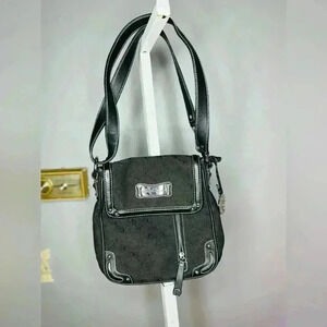 ❤️Sophia Caperelli Black Signature Jacquard Monogram Fabric Crossbody Bag
